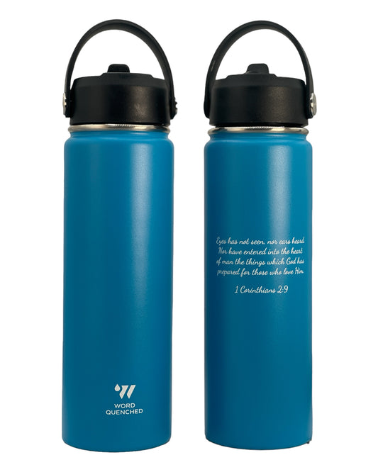 Wordquenched 22oz Customized Thermo stainless steel Hot/Cold bottle with Lid and straw.