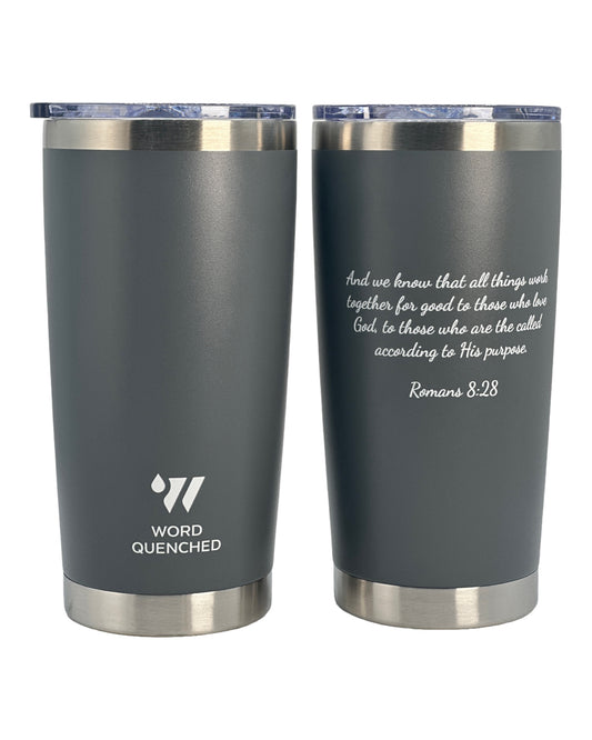 Wordquenched 20oz Customized Tumbler, Stainless Steel Vacuum Insulated, leak proof cover.