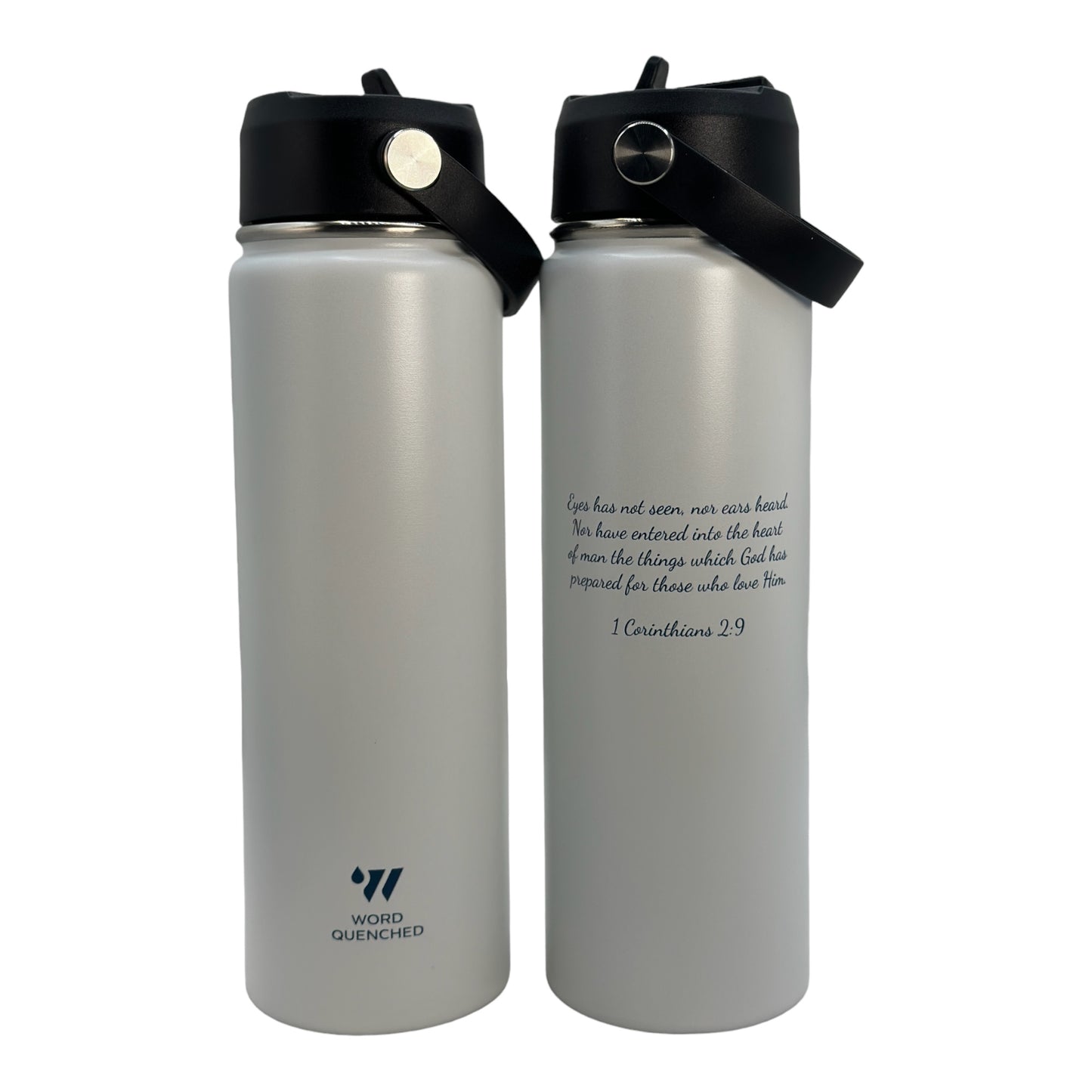 Wordquenched 22oz Customized Thermo stainless steel Hot/Cold bottle with Lid and straw.