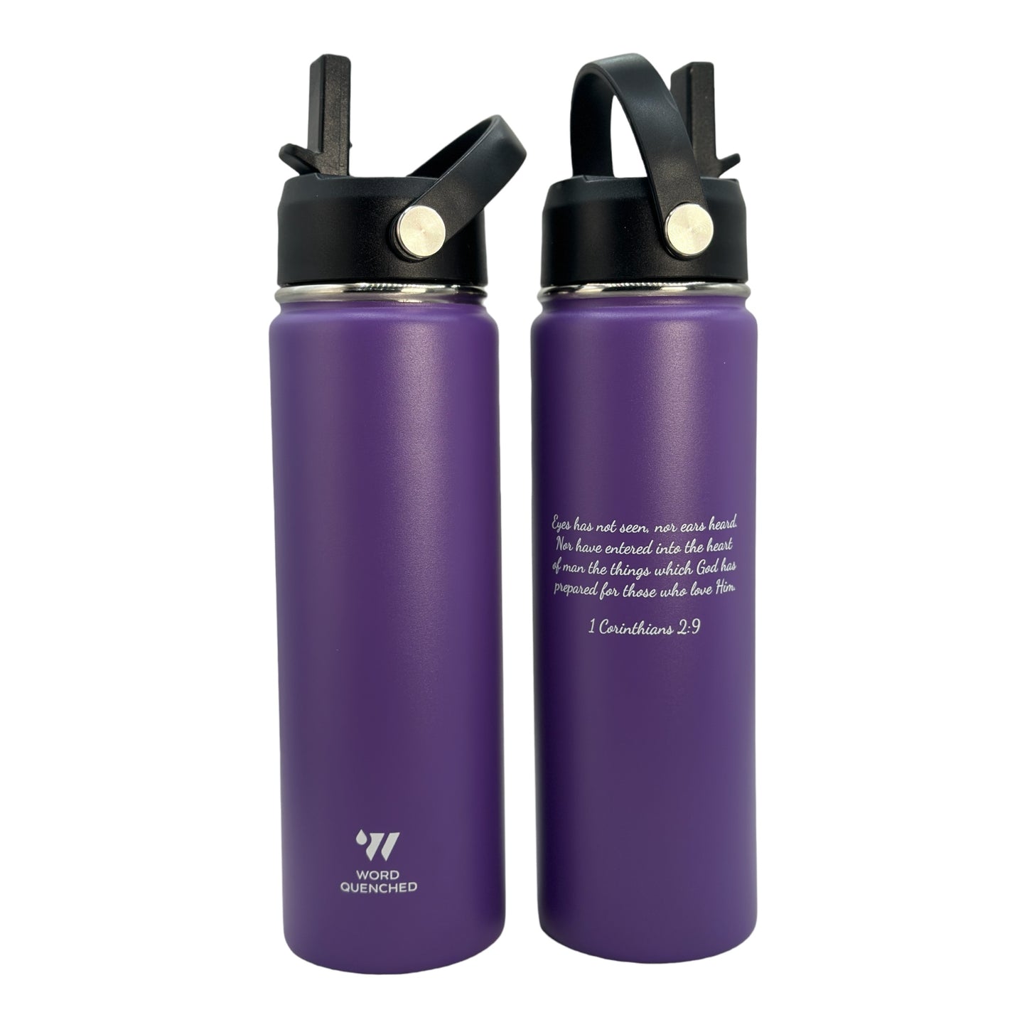 Wordquenched 22oz Customized Thermo stainless steel Hot/Cold bottle with Lid and straw.