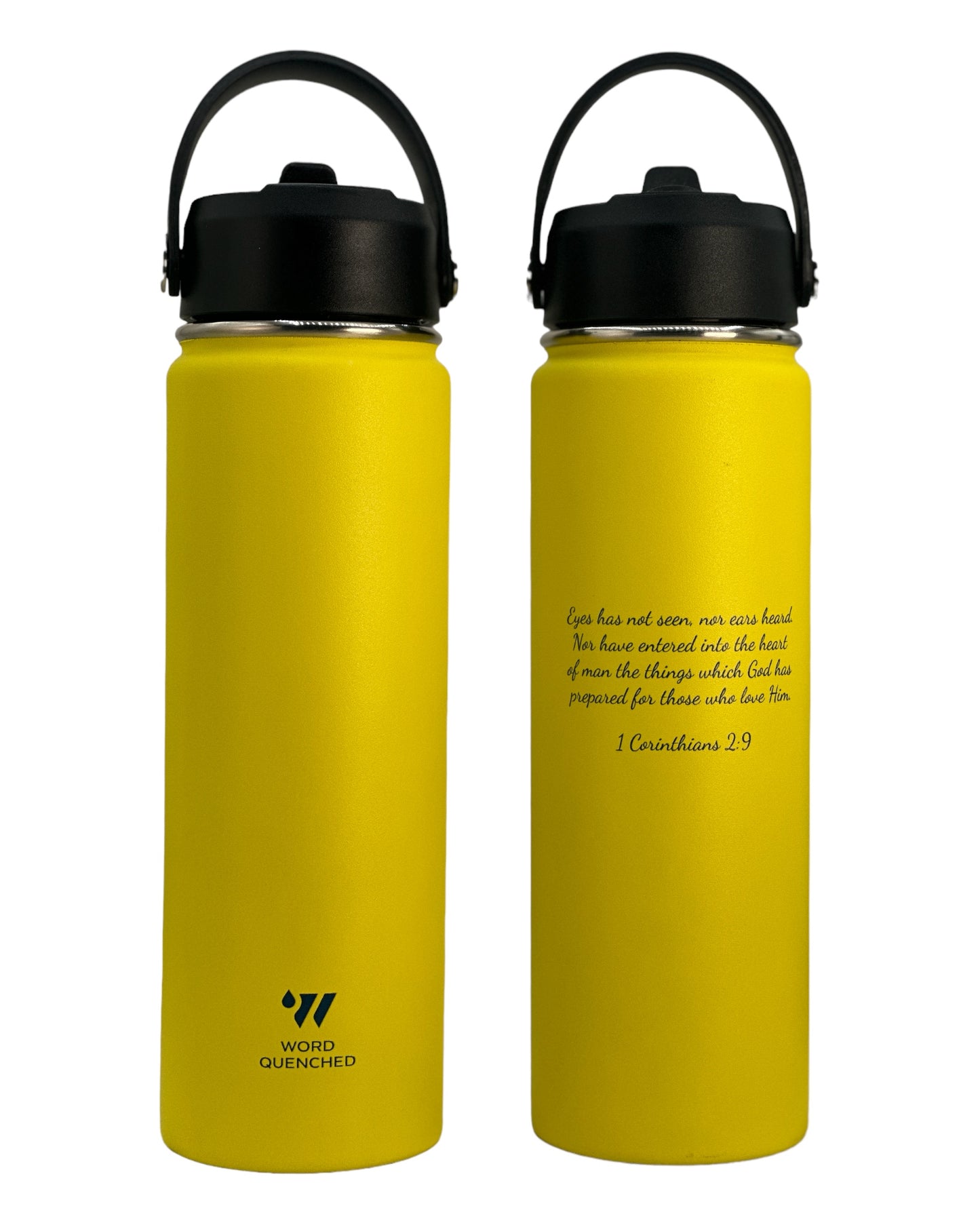 Wordquenched 22oz Customized Thermo stainless steel Hot/Cold bottle with Lid and straw.